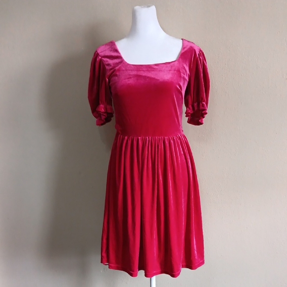 Pink Velvet BalletCore Dress By Tullabee, Fairycore Whimsical Princess - Picture 1 of 10
